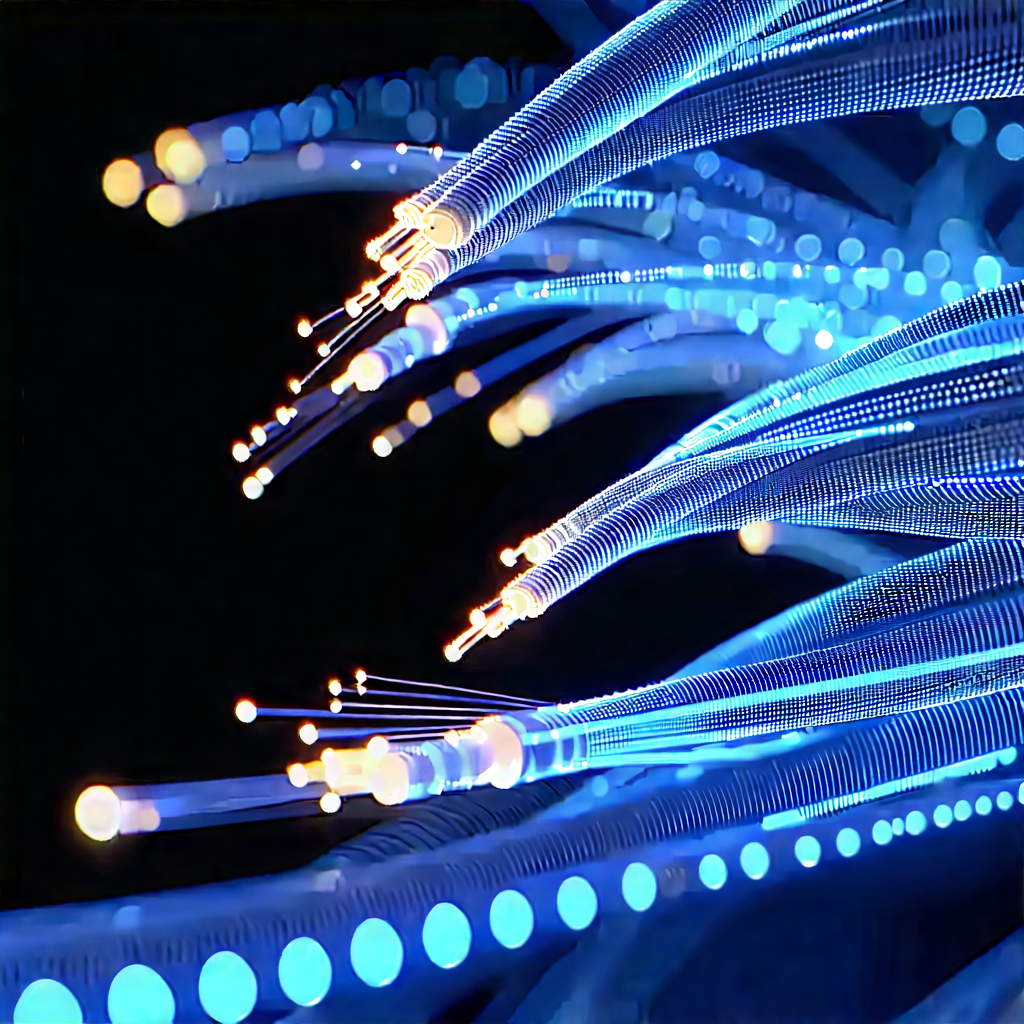 Close-up of fiber optic cables
