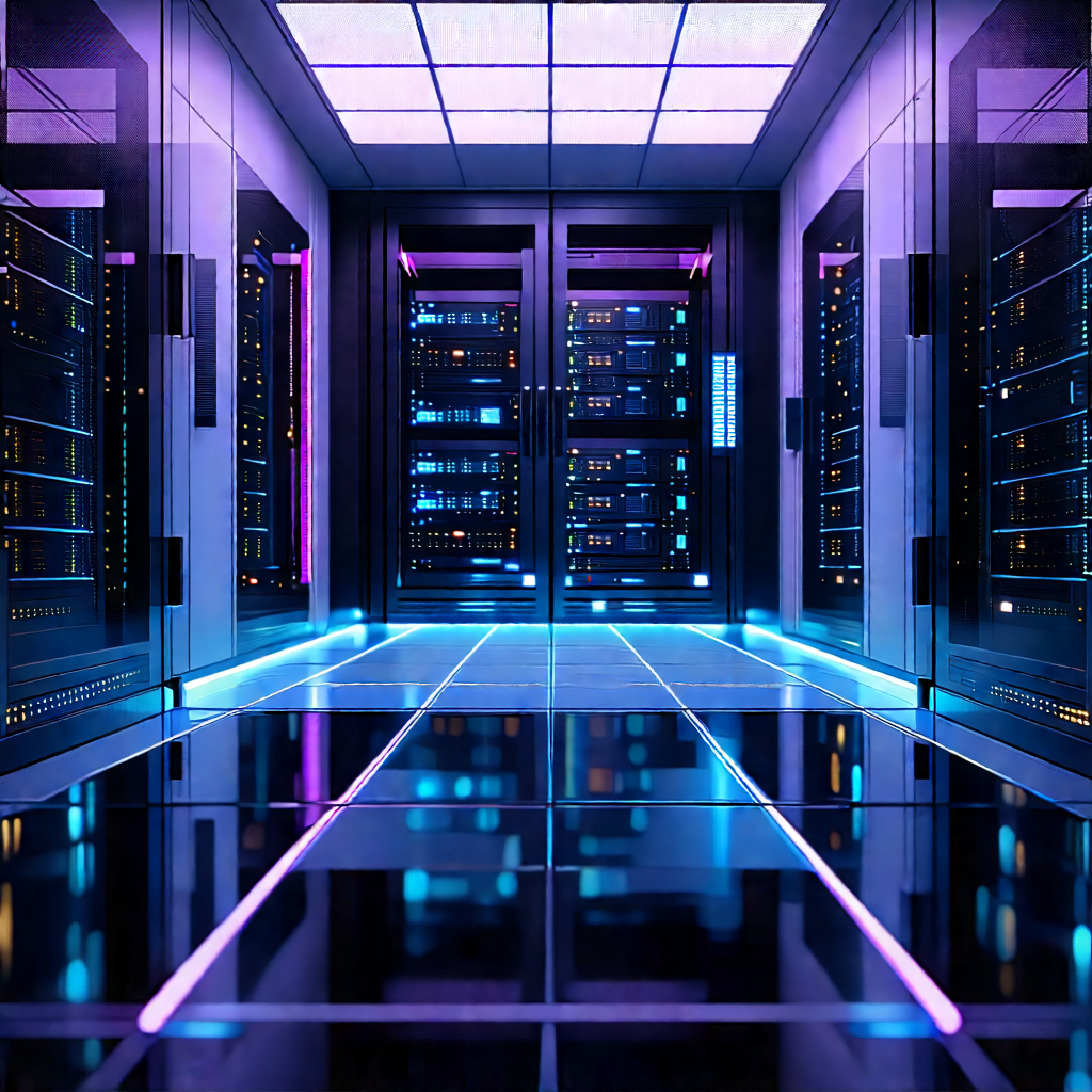 (futuristic:1.36) Server Room With Image, There