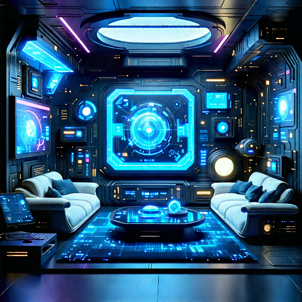 (futuristic:1.32) Smart Home With Image, There