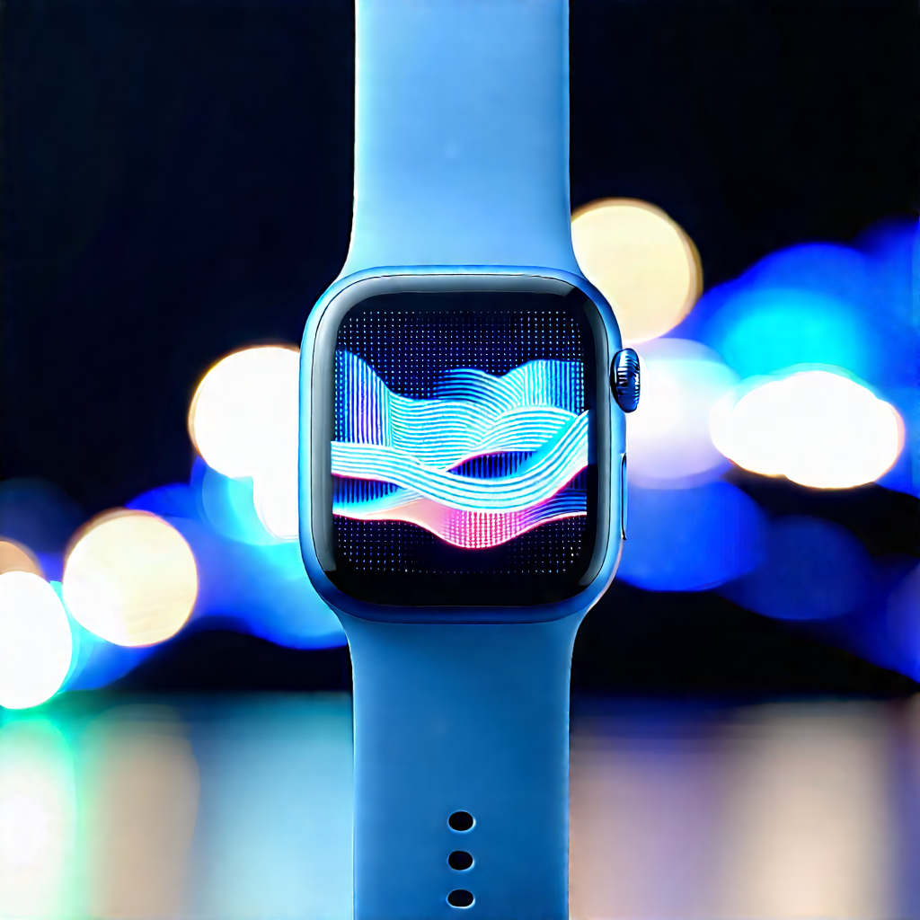 Smart Watch With Data Visualization With Blue Apple