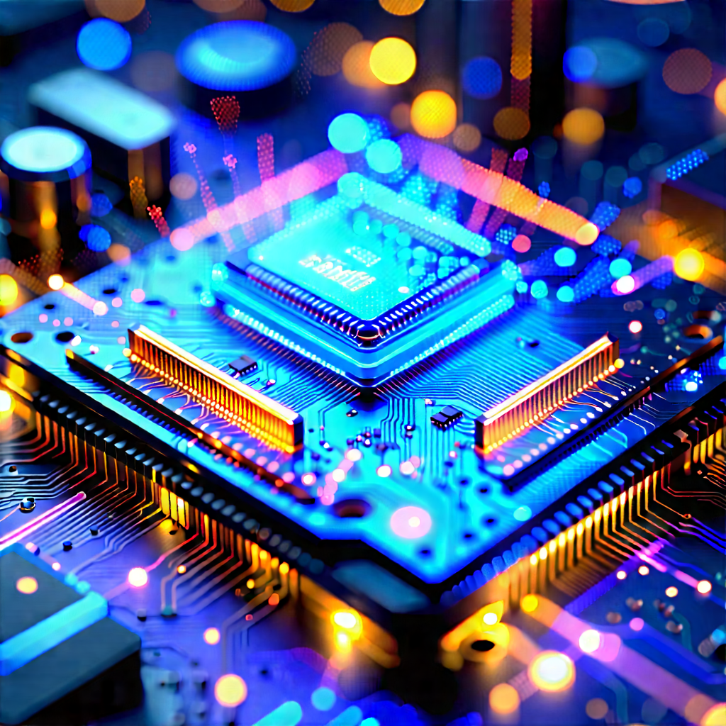 Microchip With Holographic Projection With Close-up Computer