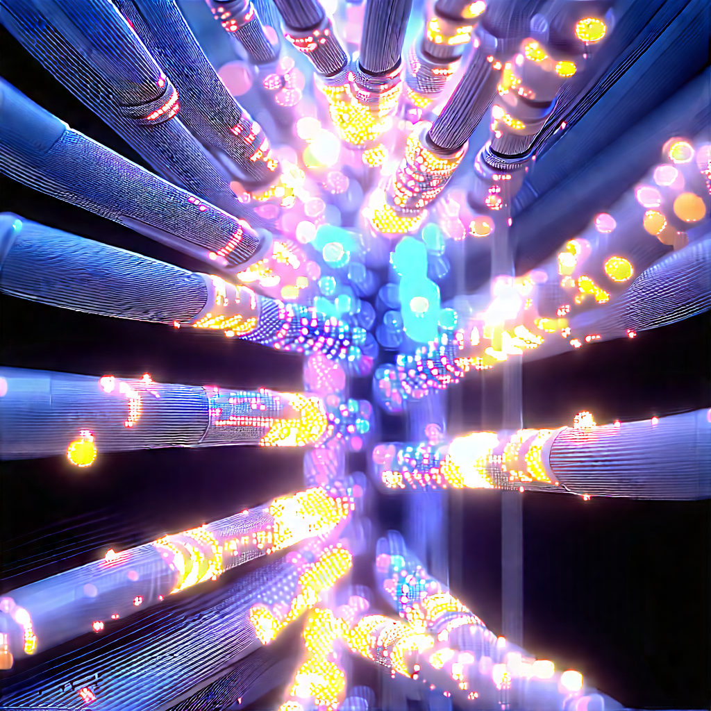 Close-up of fiber optic cables