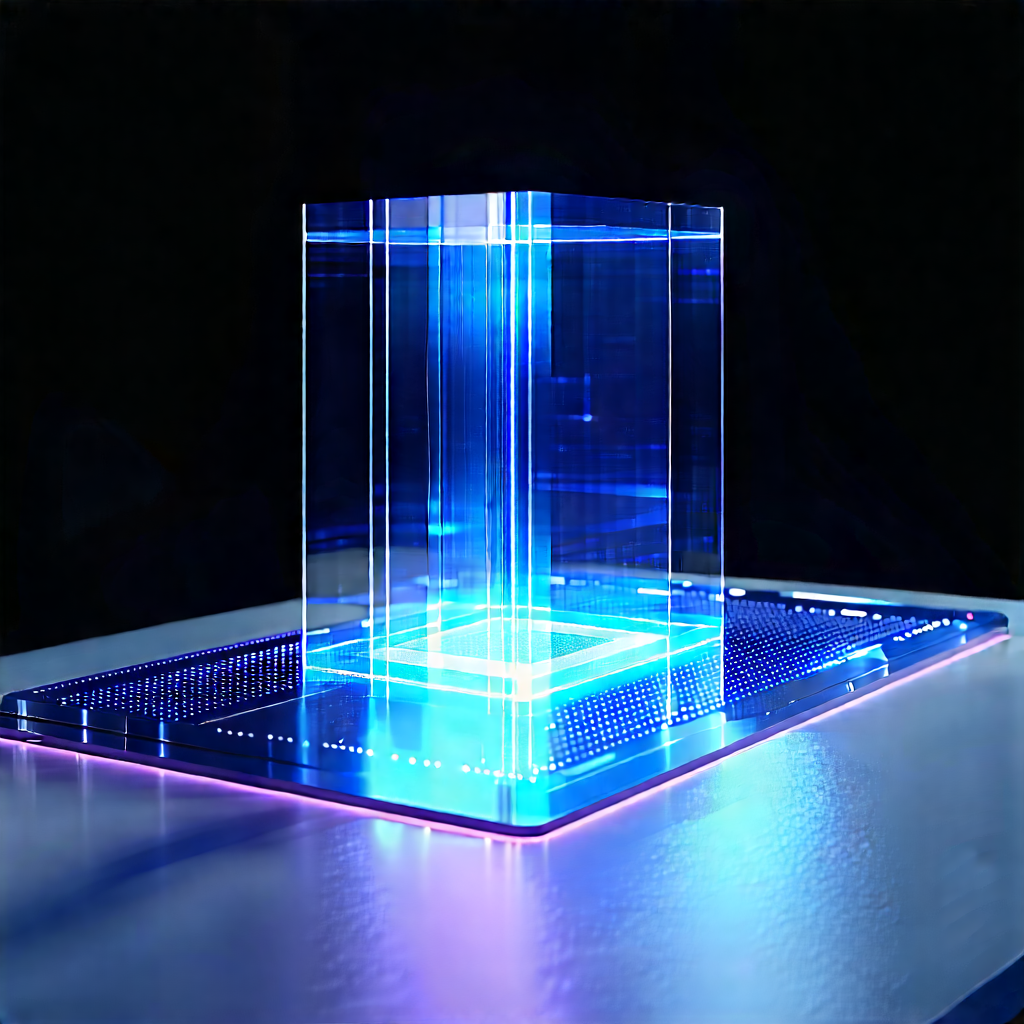 Futuristic Digital Workspace With Blue, Illuminated