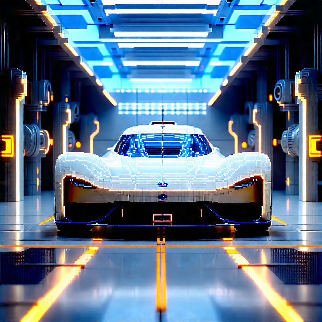 Automotive Technology In Manufacturing Facility With White Sports
