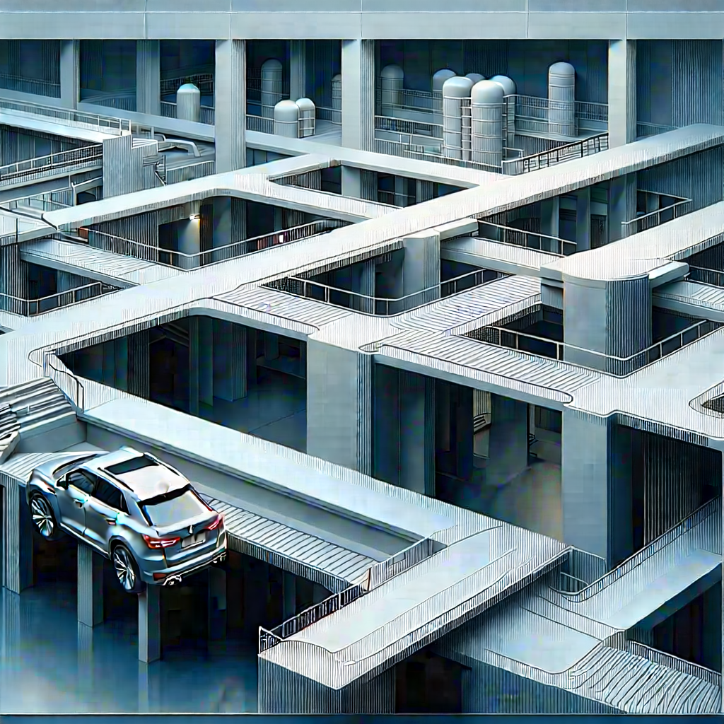 Automotive Technology In Manufacturing Facility With Driving Down