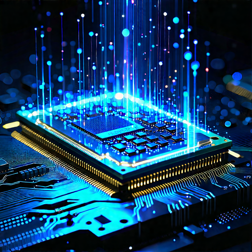 Microchip With Holographic Projection With Close-up Computer
