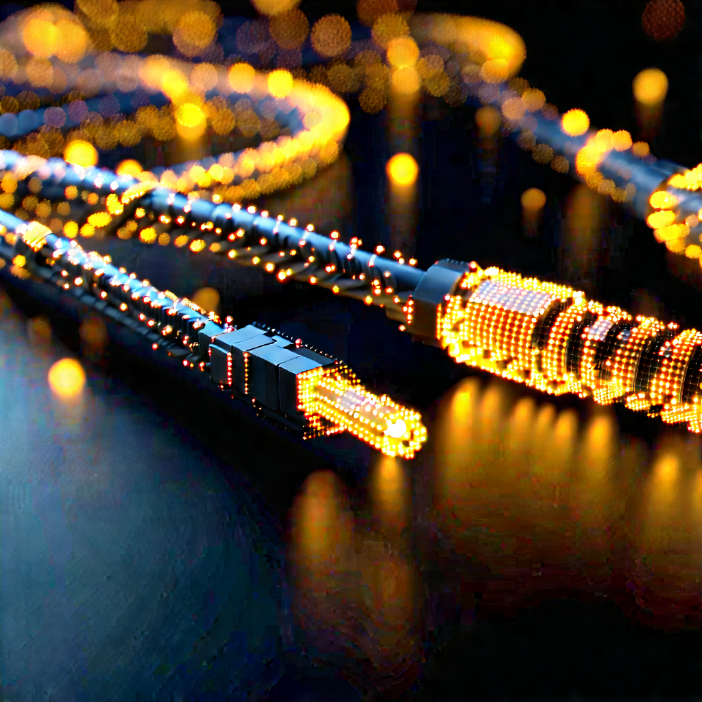 Close-up Of Fiber Optic Cables With Image, There