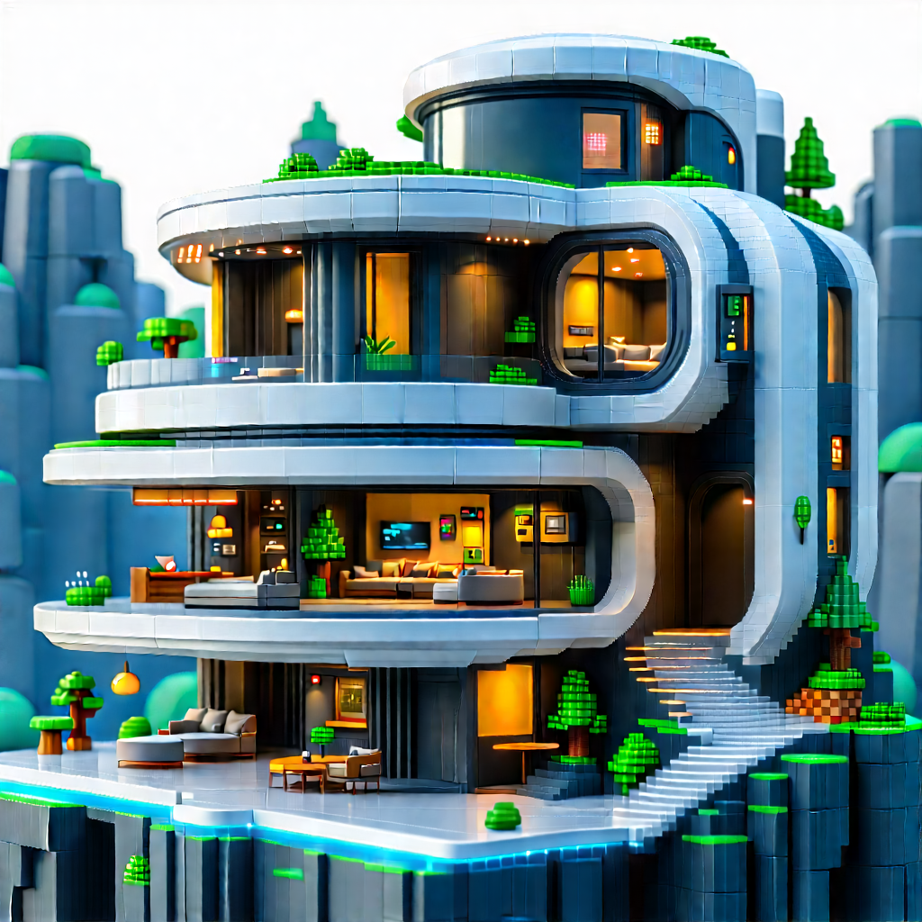 (futuristic:1.17) Smart Home With Model Large,