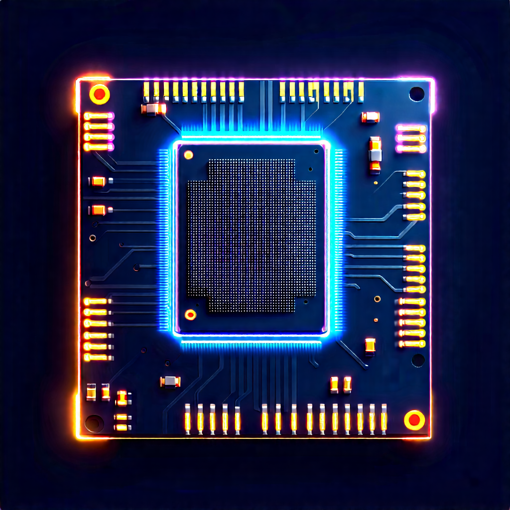 Microchip with neon accents