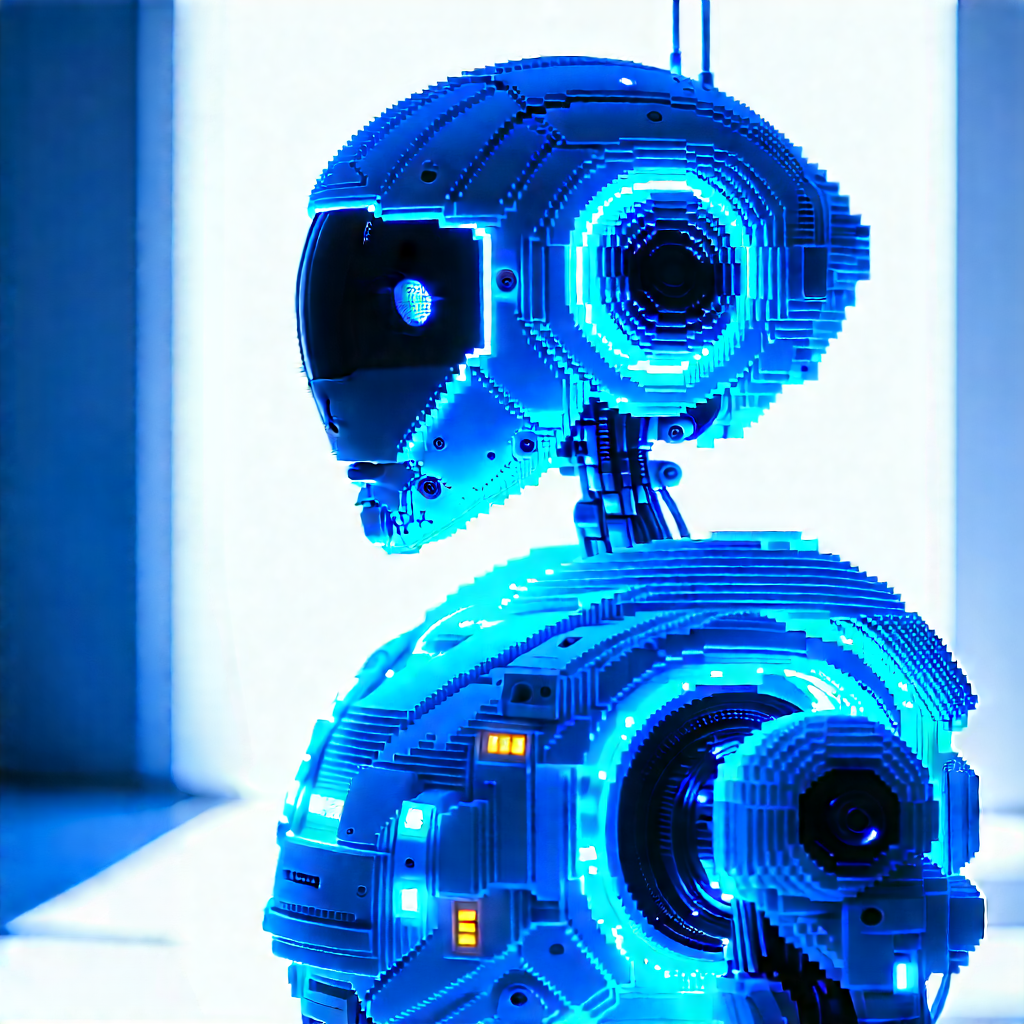 Robot with blue light glow