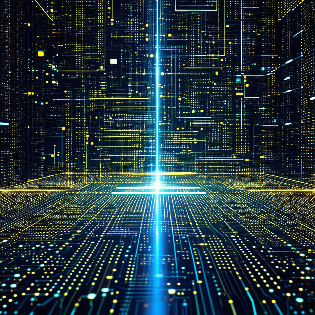 Tech Macro Photography: Quantum computer with data streams