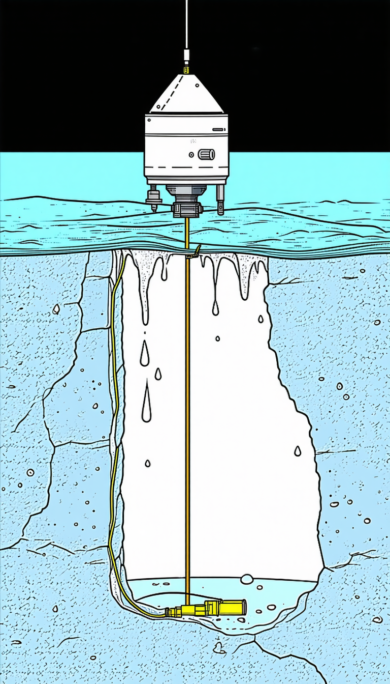 The Image Is A Cartoon Drawing Of A Machine That Is Drilling Into The Side Of A Rock