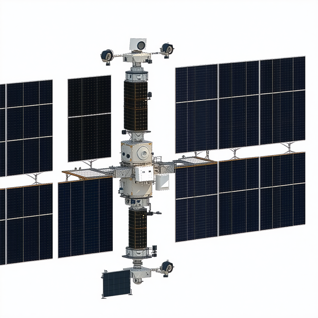 A Large Satellite Is Shown In A White Background