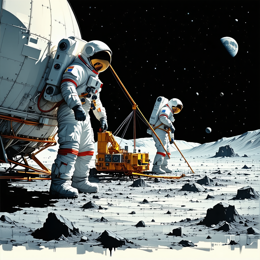 In The Image, There Are Three Astronauts Standing On The Moon