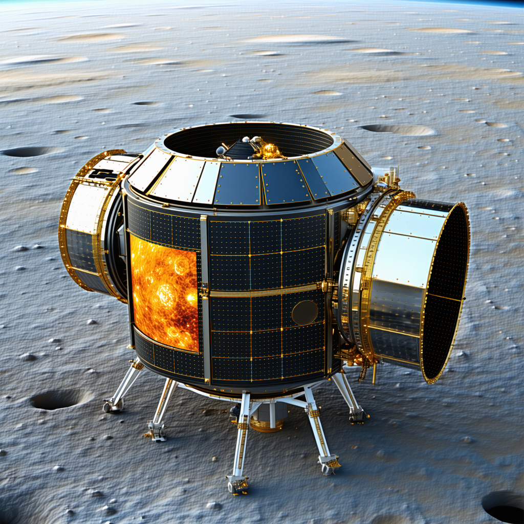 A Small Spacecraft, Possibly A Satellite, Sitting On The Surface Of A Moon
