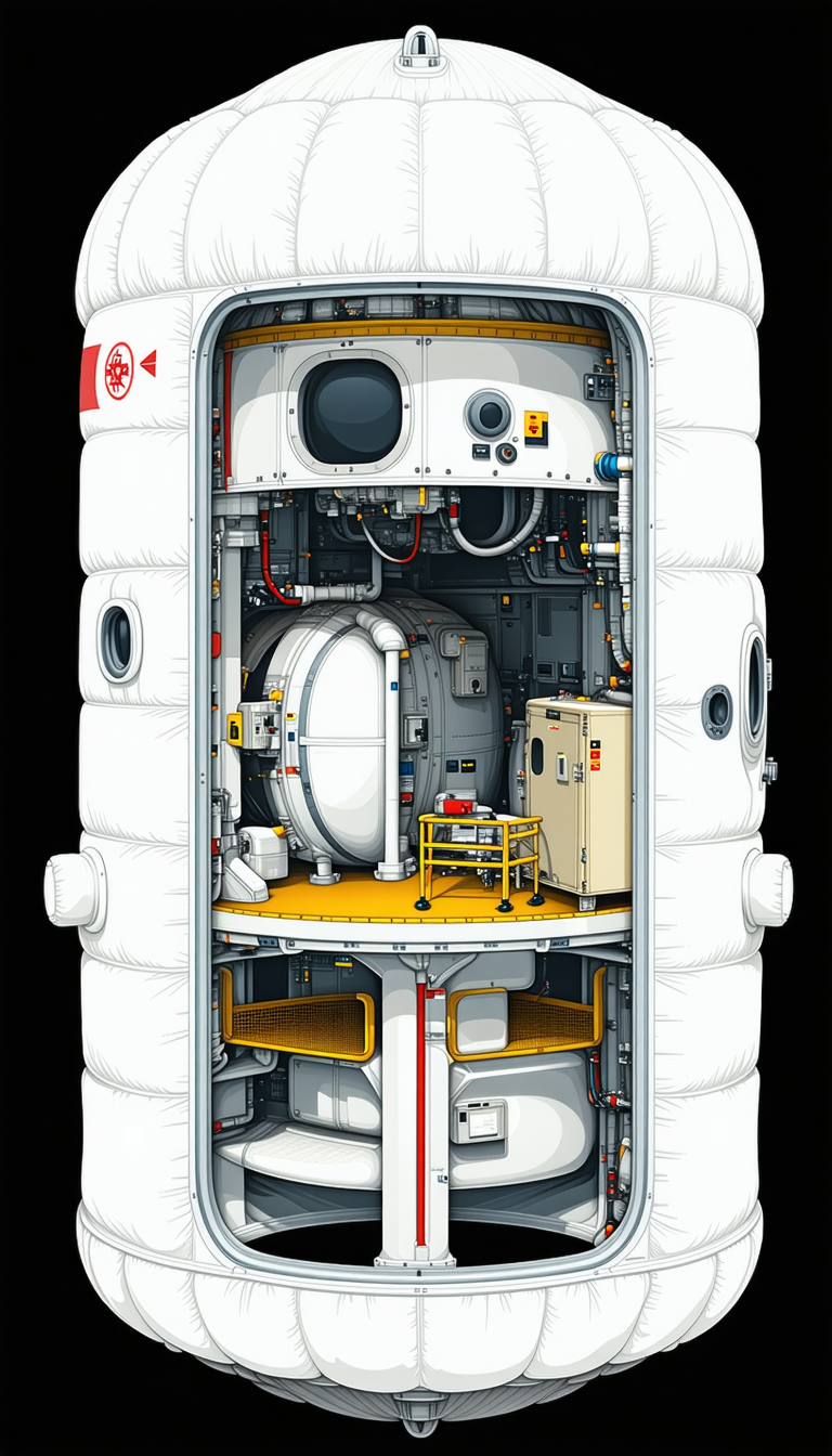 In The Image, There Is A Large White Spacecraft With A Hollow Center