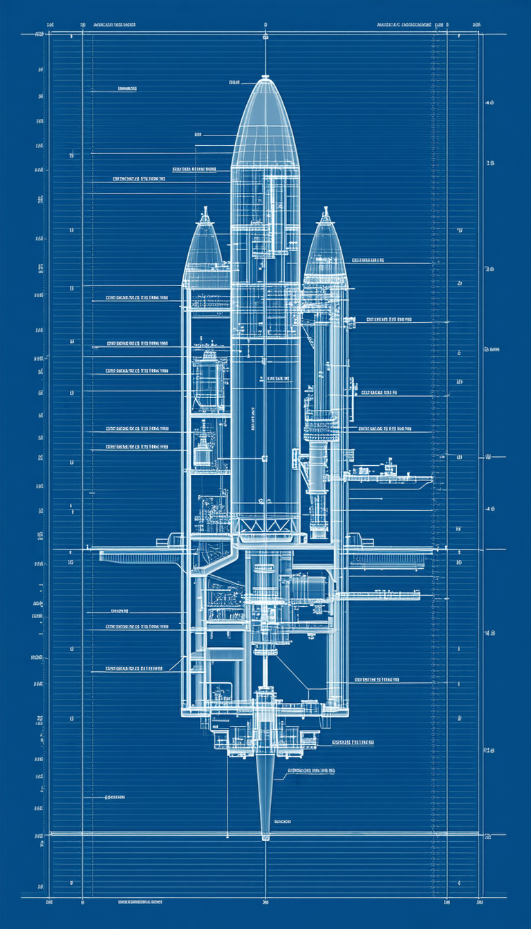 A Blue Drawing Of A Rocket Ship Is Displayed