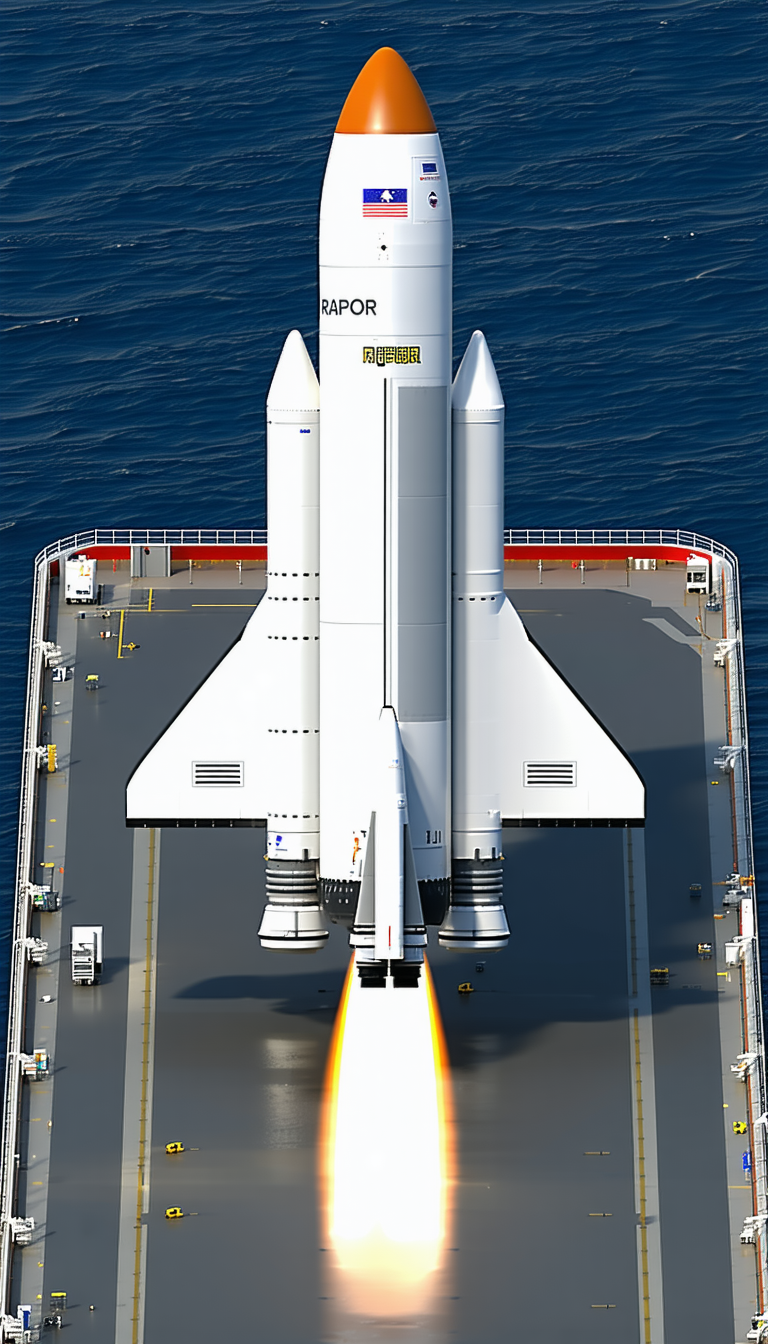 A Large White Space Shuttle Is Docked On A Large White Ship