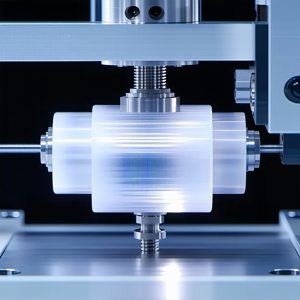 A Machine Is Shown In The Image, With A Clear Plastic Object Being Processed