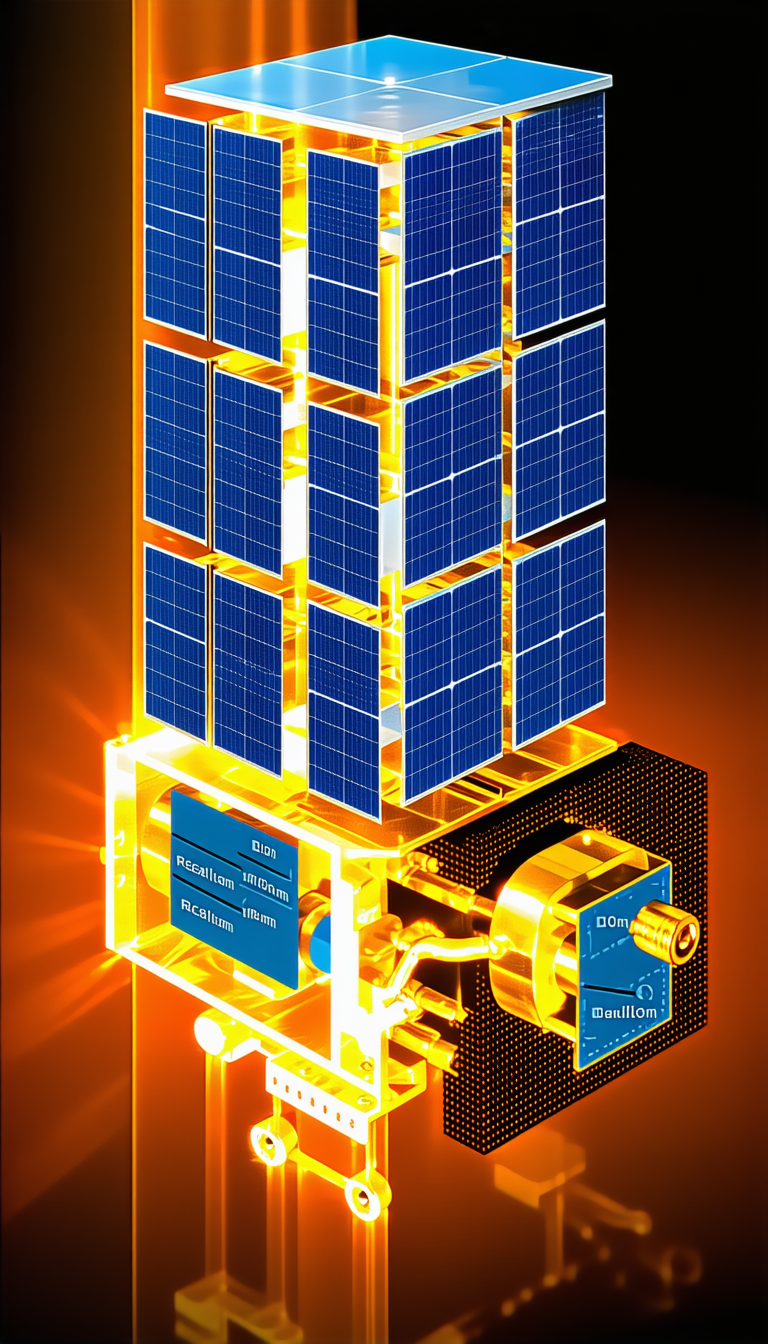 A Large, Multi-level Spacecraft With A Solar Panel On Top