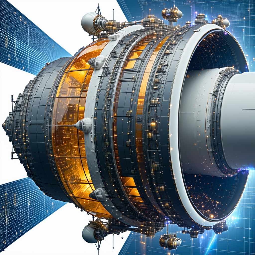A Large, Futuristic-looking Spacecraft With A Massive Engine At Its Center