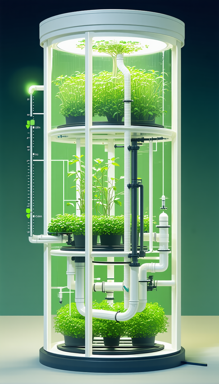 A Large, Multi-tiered Plant Growing System, Which Is Filled With Various Plants