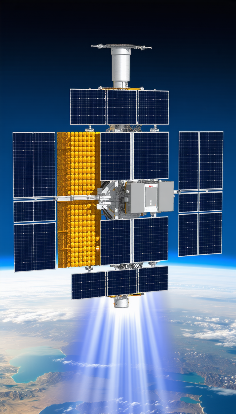 A Space Station With A Large Solar Panel On Its Side