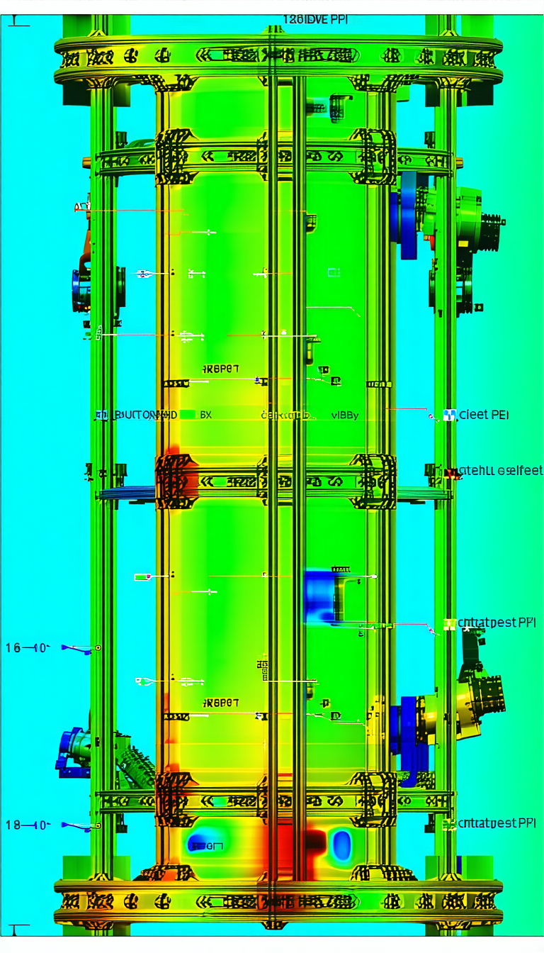 The Image Is A 3d Model Of A Green And Yellow Structure, Possibly A Building Or A Bridge