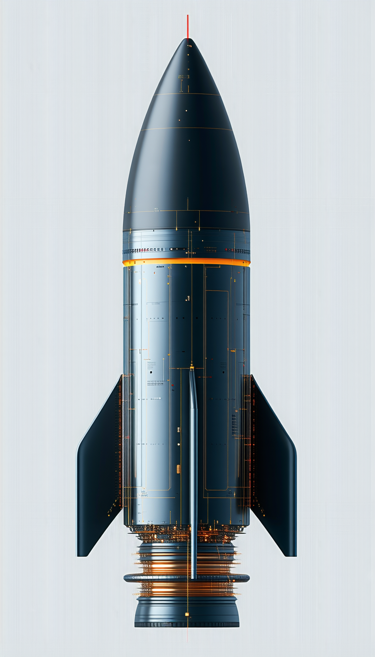 A Rocket Ship Is Shown In A Blue And Orange Color Scheme