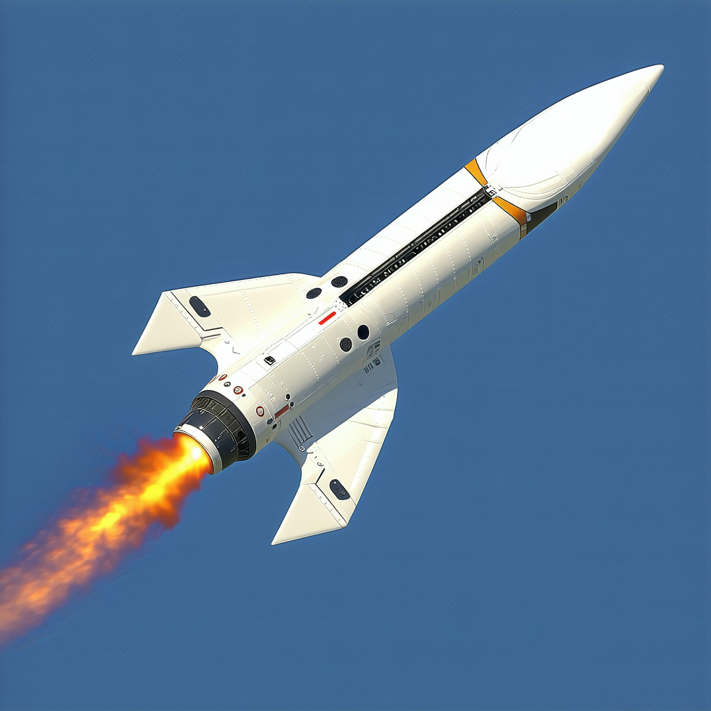 A Rocket Is Flying Through The Sky, Leaving A Trail Of Smoke Behind It