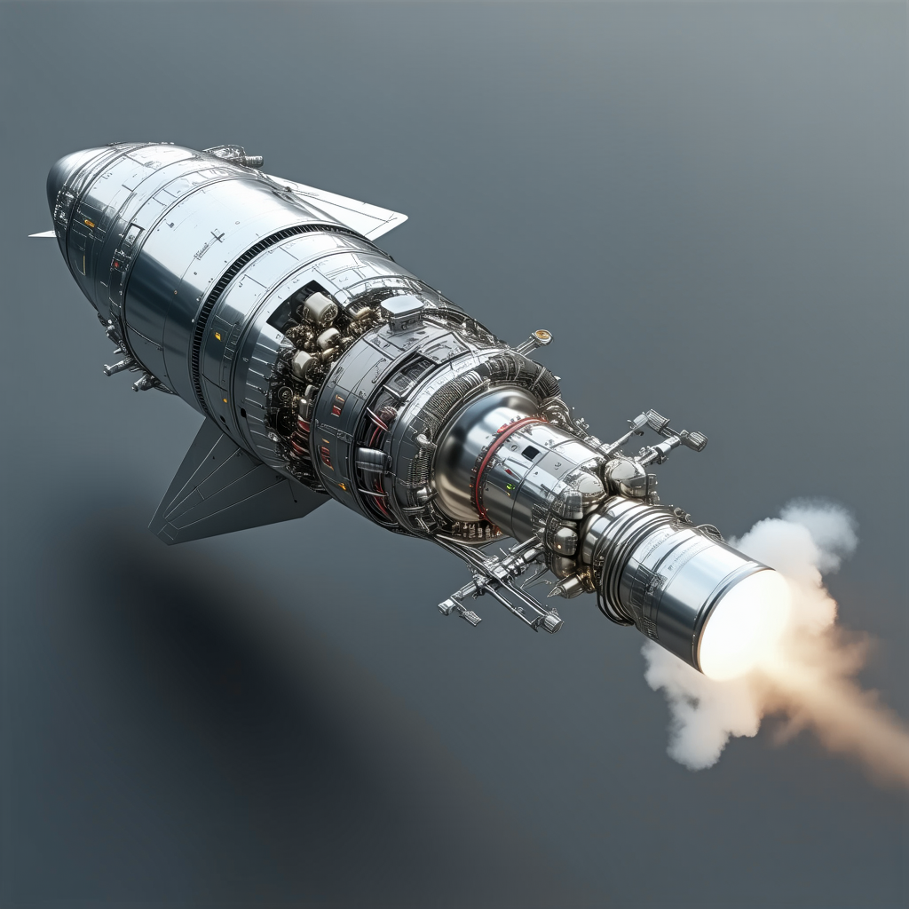 A Rocket Is Shown In A Close-up View, With Its Engine And Exhaust Visible