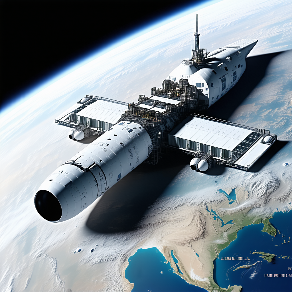 A Space Shuttle With A Large Cargo Bay, Flying Through The Air