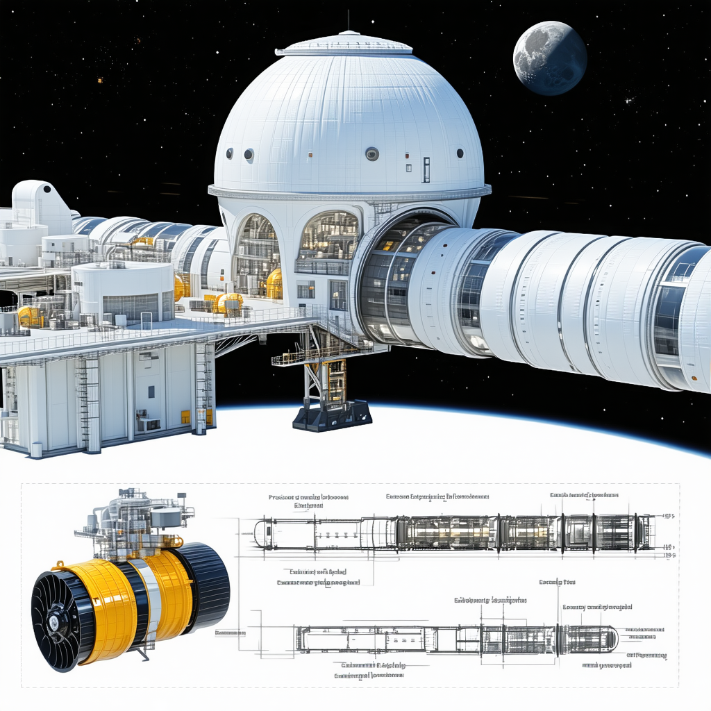 A Large White Space Station With A Dome-shaped Structure