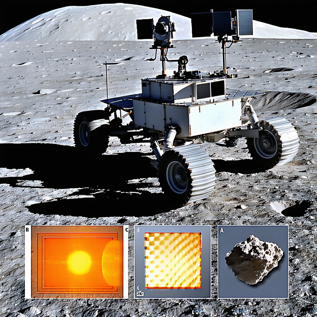 A Robotic Vehicle On A Rocky Surface, Possibly On The Moon