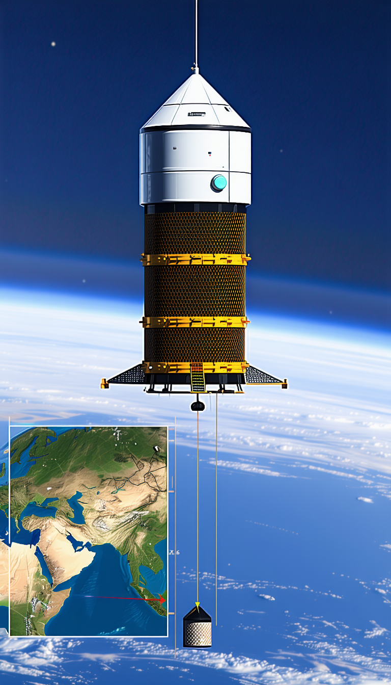 A Large Spacecraft Is Shown In The Image, With A Large Satellite Dish On Top Of It