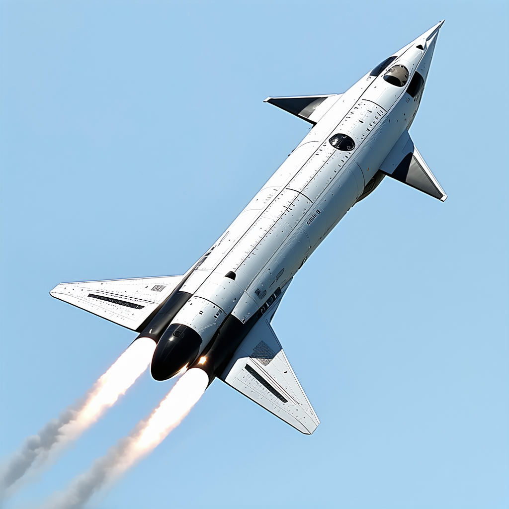 A Rocket Is Flying Through The Sky, Leaving A Trail Of Smoke Behind It