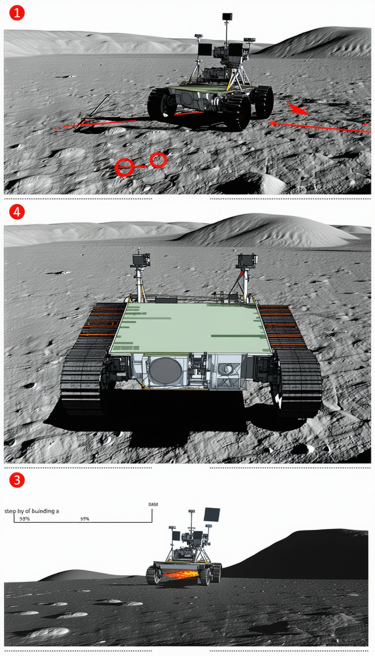 A Robotic Vehicle On A Rocky Surface, Possibly On The Moon