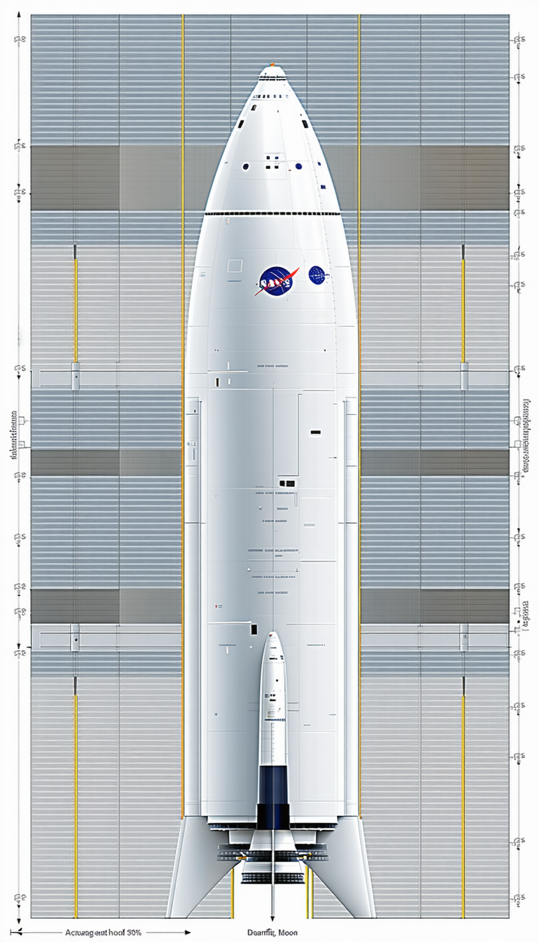 A Large White Rocket Is Shown In A Drawing, With A Smaller Rocket Attached To The Side Of It