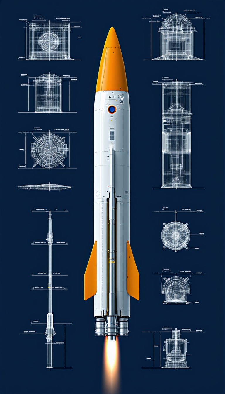 A Large Rocket Ship Is Shown In A Series Of Diagrams, With Each Part Labeled