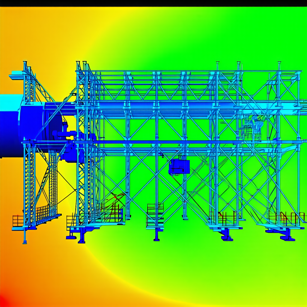 The Image Is A 3d Model Of A Large Metal Structure, Possibly A Bridge Or A Building