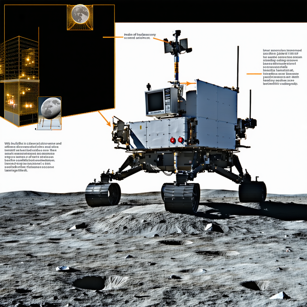 The Image Is A Diagram Of A Rover On The Moon, With Various Parts Labeled
