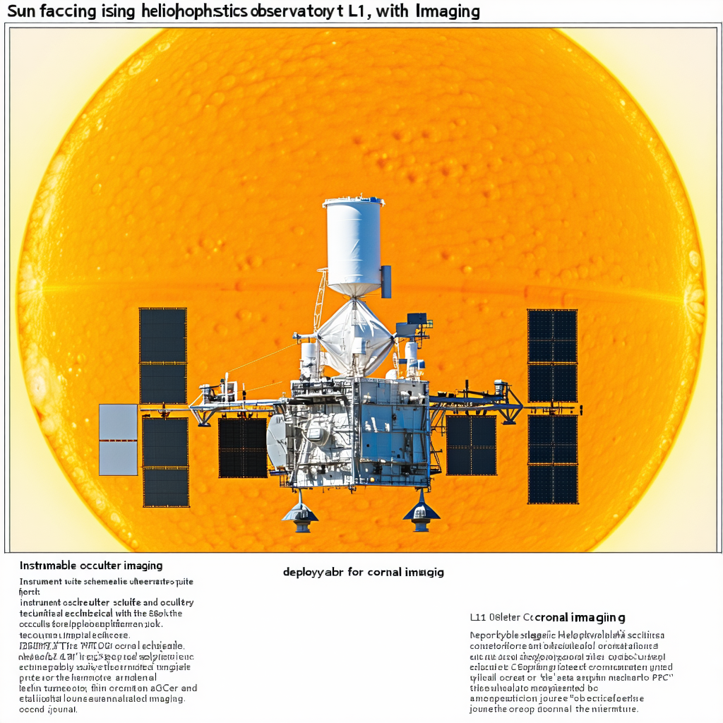 The Image Is A Colorful Illustration Of A Spacecraft, Possibly A Satellite, Floating In The Sky