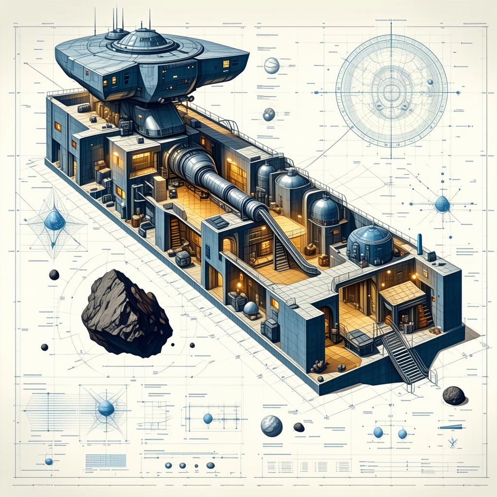 The Image Is A Blueprint Of A Futuristic Space Station