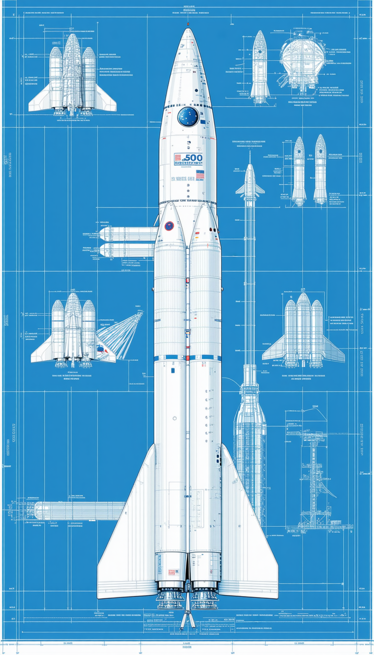 A Large White Space Shuttle Is Shown In A Blue Diagram