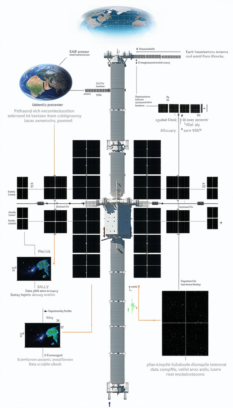 The Image Is A Diagram Of A Space Station, Showing The Various Components And Their Functions