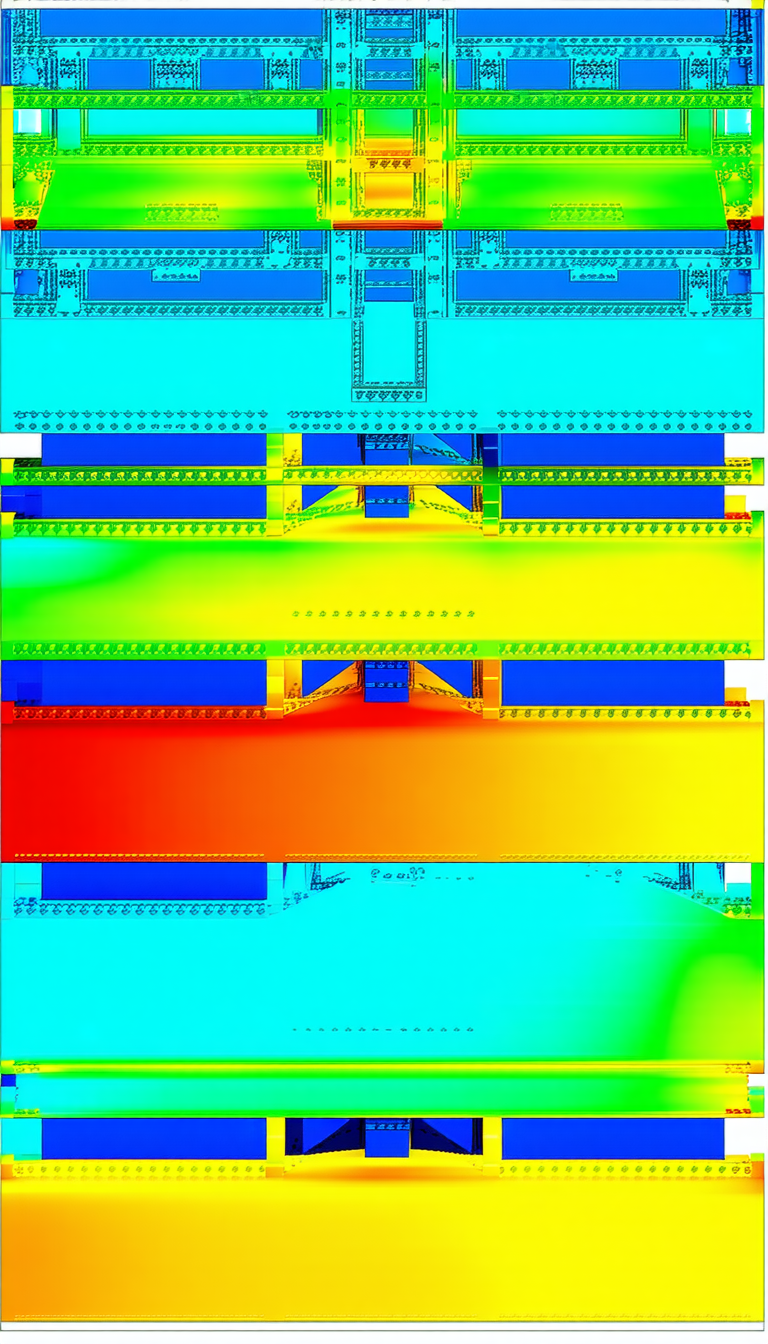 The Image Is A Blue And Yellow Color Scheme, Depicting A Bridge With A Yellow Line On It