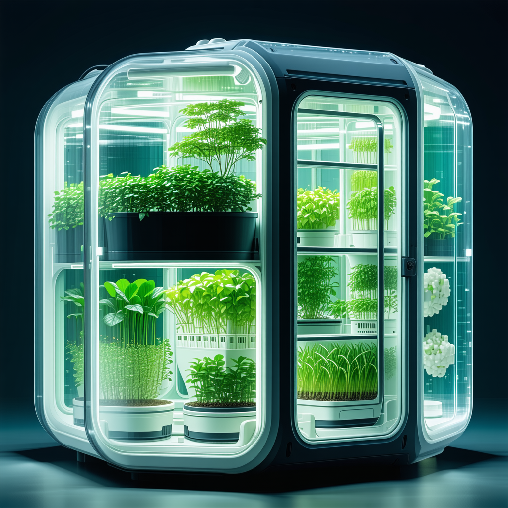A Large, Clear Plastic Box Filled With Various Plants