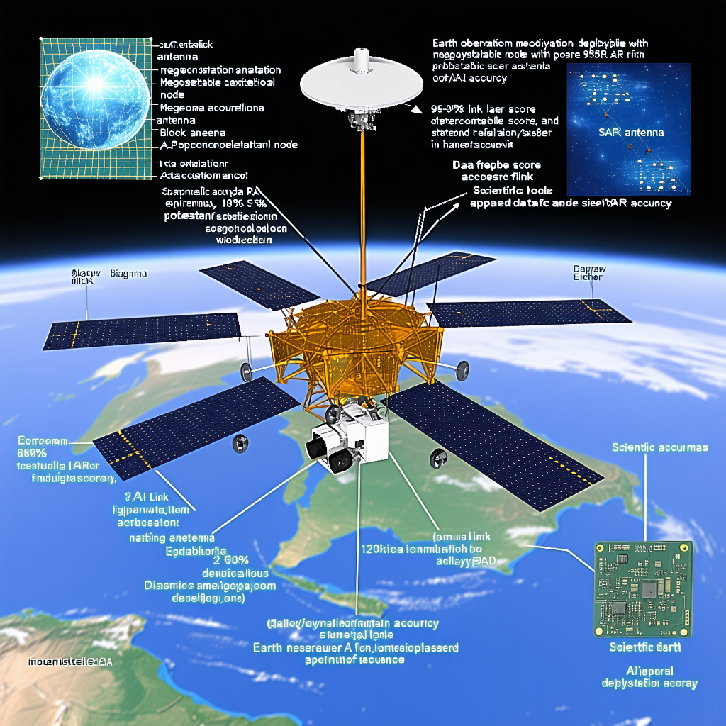 The Image Is A Diagram Of A Space Satellite, Showing Its Various Components And Functions