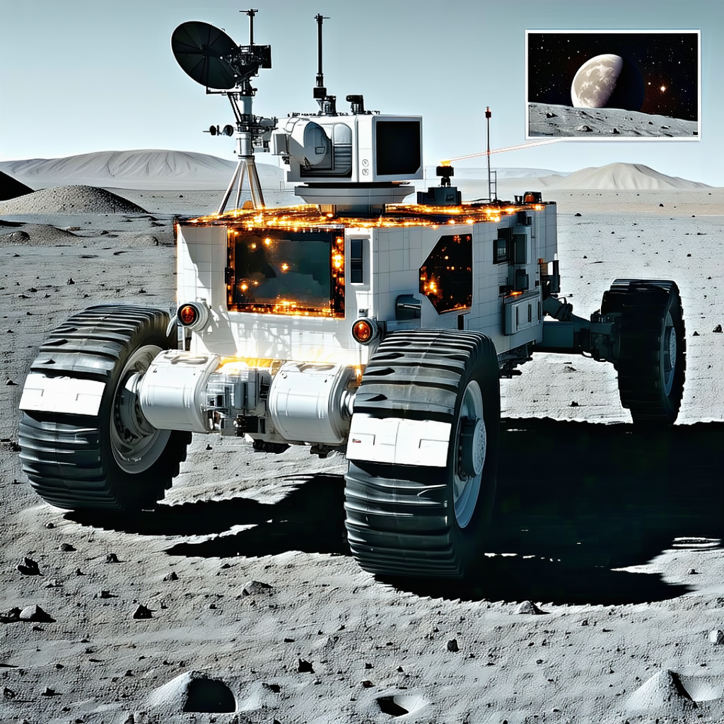 A White Robotic Vehicle, Possibly A Rover, On A Rocky Surface
