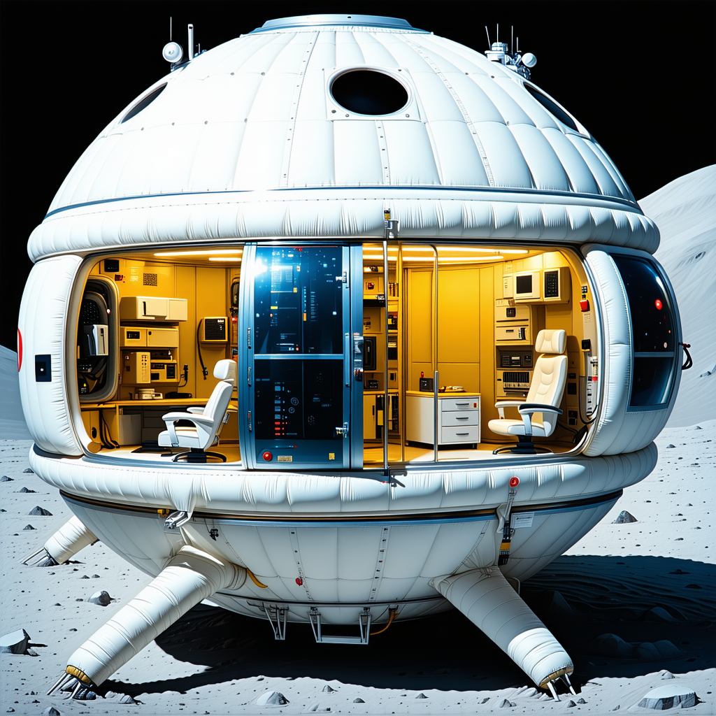 A Large White Spacecraft With A Dome-shaped Structure, Resembling A Space Station